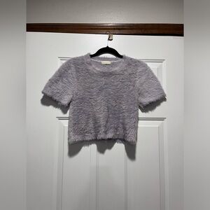 Altere’d State Furry Lavender Crop top Short sleeve Sweater Size Large